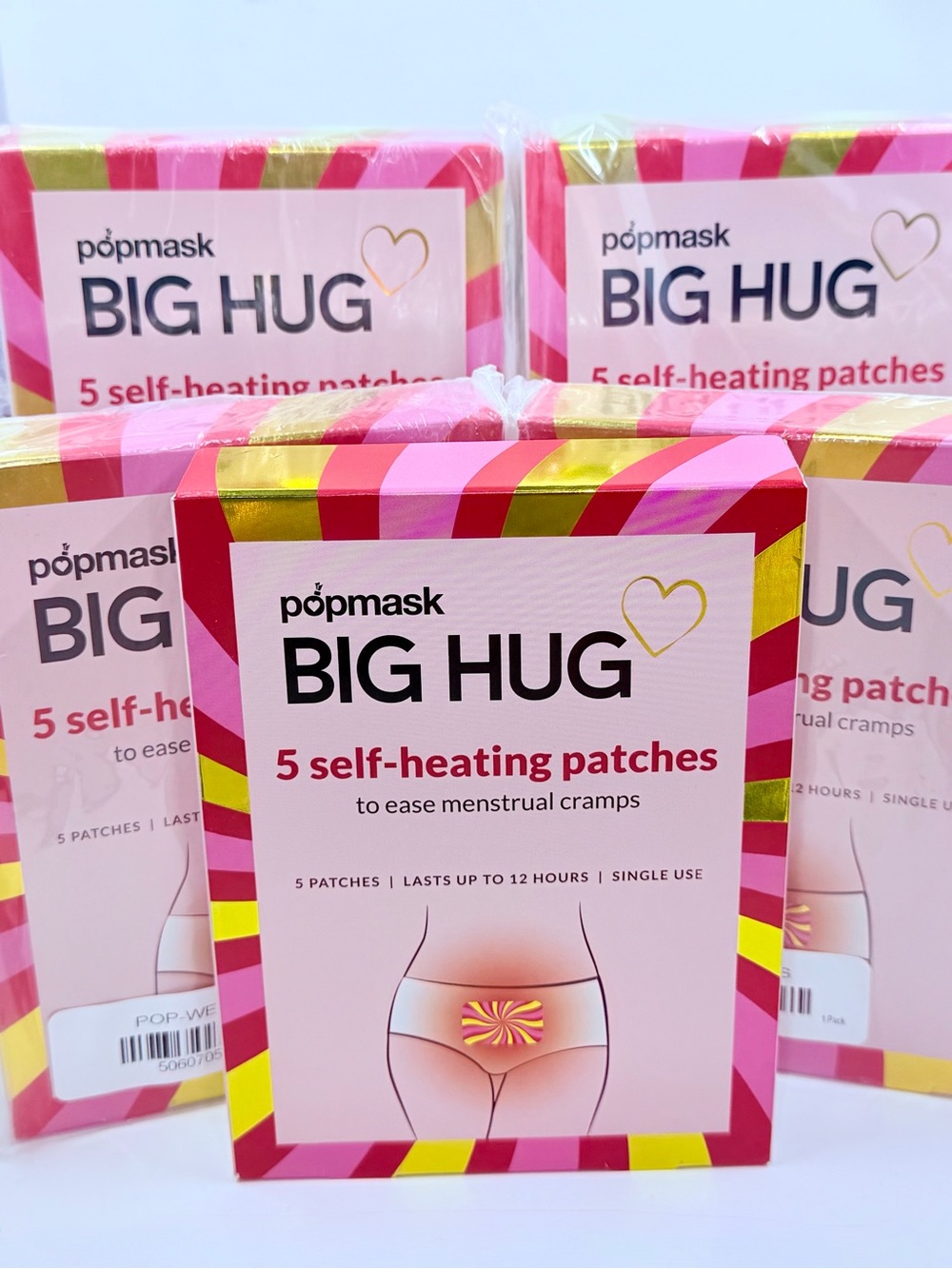 popmask BIG HUG Self-Heating Patches for Menstrual Cramps 5 Boxes Sealed NWT
